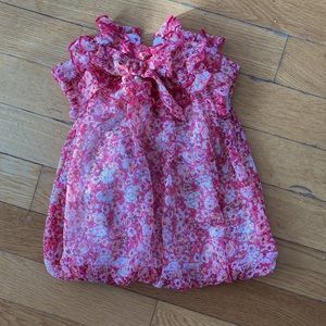 Red floral baby dress with bow